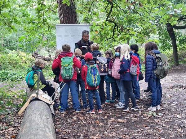 Gruppe an Kindern bei Waldjugendspielen